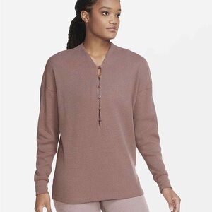 Nike Mauve Size S Women’s Button Up Yoga Pullover - excellent preowned condition